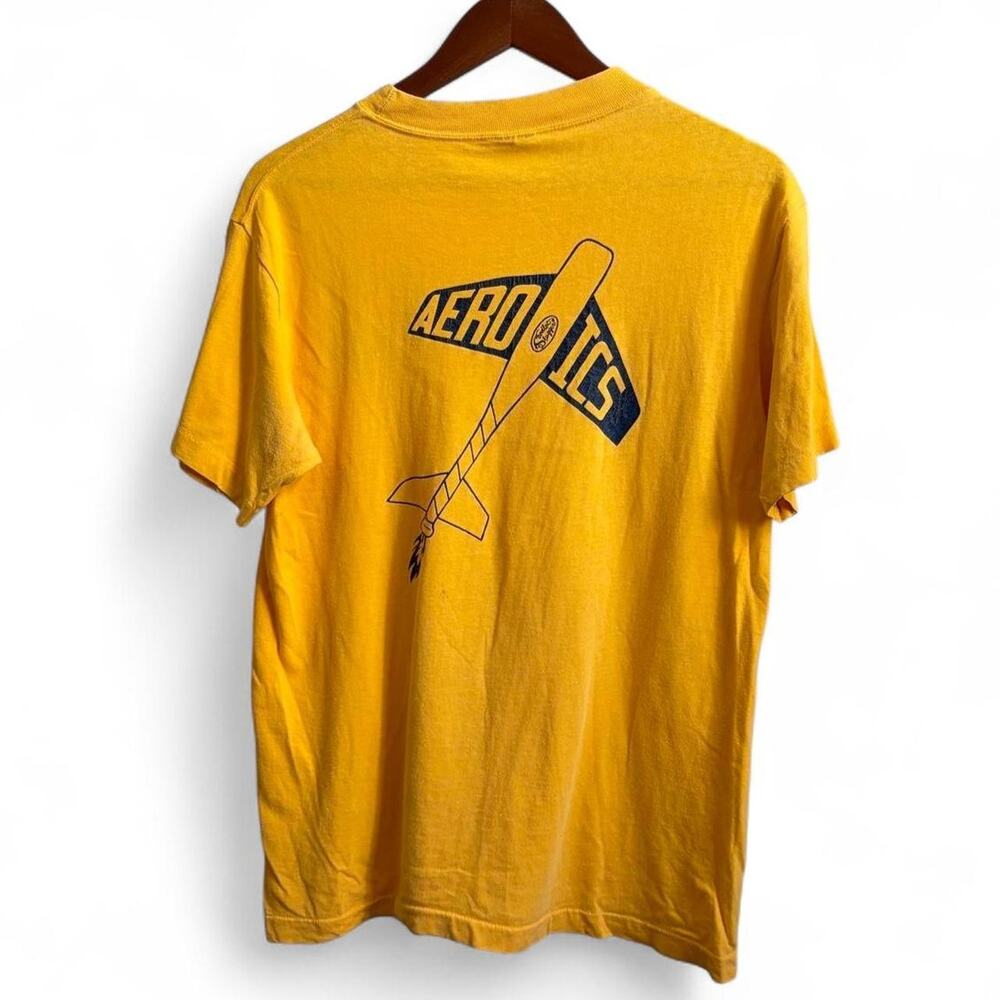 Vintage 80s Aerotics Plane Retro Anvil Single Stitch Mens M Thin Tee